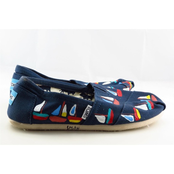 Toms Size 6 M Blue Almond Toe Flats Fabric Women - Picture 4 of 7